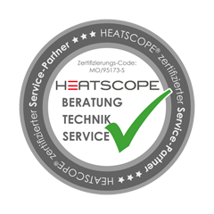 Logo HEATSCOPE: Design-Ambiente-Infrarot-Heizstrahler mit weniger Licht und mehr Waerme, fuer Wintergarten, Terrasse, Balkon und Gastronomie