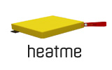 Logo heatme: Heizkissen fuer draussen in der kalten Jahreszeit, fuer Gastronomie, Cafe, Hotel, Restaurant und Privat